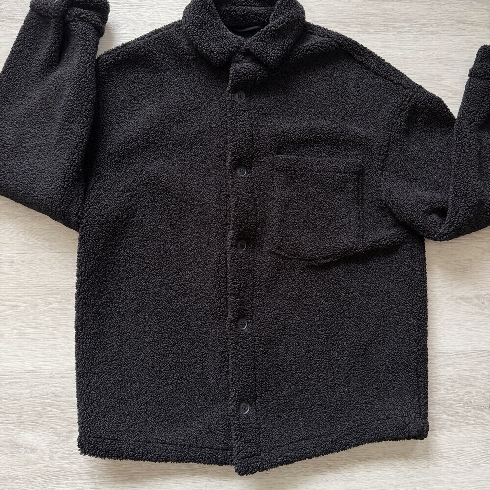 Zara Sherpa Fleece Shacket Fleece Shirt Jacket Relaxed Fit Women's Size S-M - Picture 5 of 14